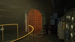 "Conning tower" exit ladder