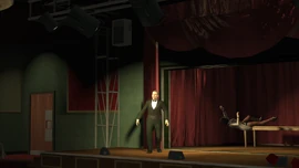 He is distracted by a heckler.