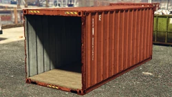 An open-ended 20 foot shipping container