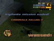 Wasted in GTA III (during a Vigilante mission).