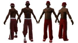 Early version of the pedestrian used in cutscenes csbmydj (left) and in-game pedestrian bmydj (right).