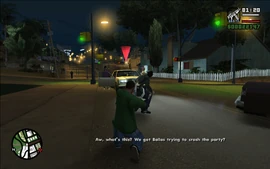 Ryder is surprised to see that both the Vagos and the Ballas knew about the Freight train.