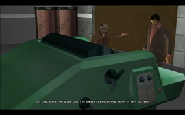 The old man tells Tommy that he may want to try printing money instead, as the old man has already been doing so on small scale for a long time now.