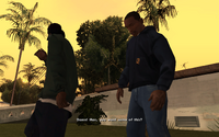 Ryder gives up searching for the drugs he buried. He then offers CJ to try out his cigar.