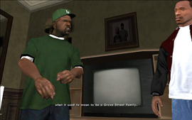 Sweet says that CJ is a breathing example of what being a Grove Street member used to mean.