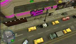 The exterior of Bahama Mamas in Grand Theft Auto: Chinatown Wars.