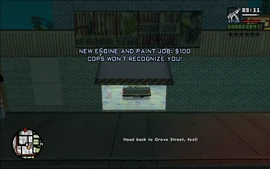 After CJ resprays the car, he's told to take Ryder and the GSF member back to Grove Street.