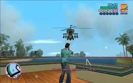 Tommy taking out the attack helicopter's pilot.