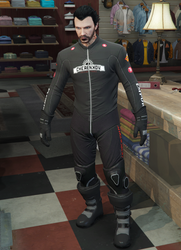 A Cherenkov Vodka race bike outfit.