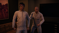Brucie training Tao Cheng in Grand Theft Auto Online.