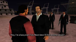 Miguel tells Toni that the next time he won't appear in time for a deal, he'll just sell his product to another buyer.