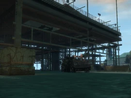 One of the lookouts falling onto a parked Cavalcade.