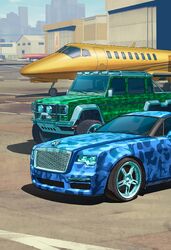 A blue Windsor shown in an ad for GTA+.