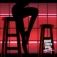 A stripper taking a seat on a stool at the The Pole Position Club.