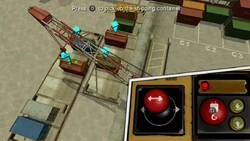 Shipping containers to be lifted by a crane during the mission 