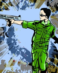 Artwork of a Yakuza in Grand Theft Auto III.