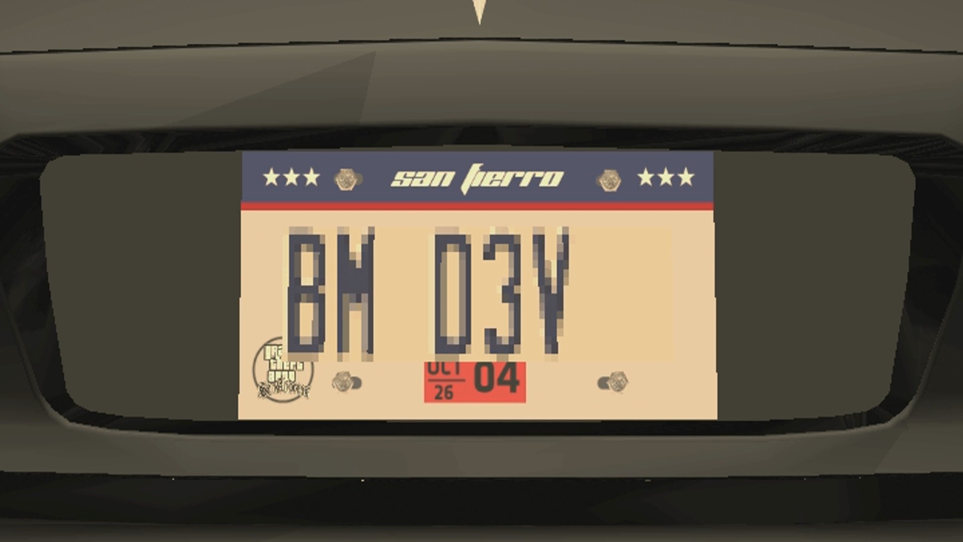 gta online license plate 4vjld105 meaning