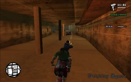 Smoke and CJ escaping from the Russians that followed them into the storm drain.