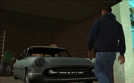 Smoke asks CJ if he'd like to go for a ride.