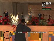 Carl Johnson killing members of the Forelli Family inside Marco's Bistro.