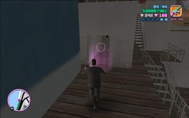 Tommy going into a ship cabin to talk to the crew's captain.