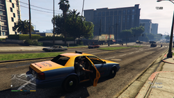 Getting inside the Taxi.