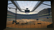 The view of the arena from inside the Workshop.