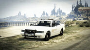 A Los Santos County Sheriff Cruiser with an LED light bar.