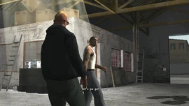 两人准备离开车库