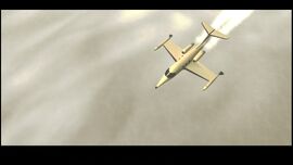 The scene shows a jet flying to Liberty City.