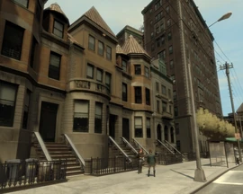 Typical Italianate-style townhouses of Outlook.