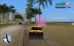 The crew arriving at the bank.