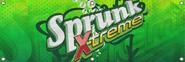 Garage banner with Sprunk X-treme branding.