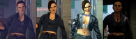 Catalina's appearance in Grand Theft Auto III. From left to right: PS2, PC, Xbox/Mobile and The Definitive Edition.
