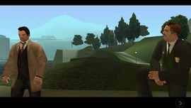 Crazy'69'-GTALCS-Mobile.png (941 KB) The same cutscene in the mobile version of the game. The car model is not present.