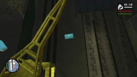 He places the container in the correct position.