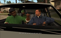 Smoke gives CJ some cash for his trouble.