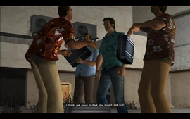 Harry and Lee open the money briefcases they're carrying and shows it to the buyer. Tommy says that the money is in ten and twenty dollar bills.