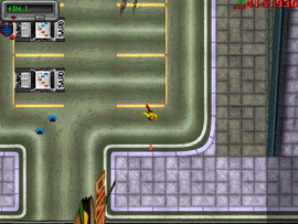 Activating the bomb and running away from the parking lot.