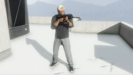 Robber #2 with his Military Rifle.