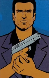 Beta artwork of Tommy Vercetti from the unreleased set of playing cards