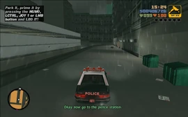 After rigging the car with a bomb, Claude is tasked with going back to the police station and busting Kanbu out.