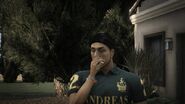 A Madrazo Cartel member smoking in front of La Fuente Blanca.