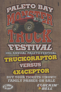 A Rancher Moster truck on a Paleto Bay Monster Truck Festival poster in Grand Theft Auto V.