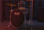 A drum-set on the main stage.