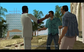 Lance tells Tommy that he sent Mike to torch some café at the mall, but failed and now the cops are all over the place.