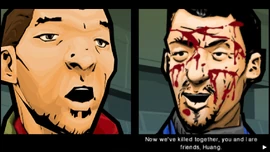 Zhou says now he and Huang killed together, it makes him and Zhou "blood brothers".
