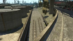 Old train tracks leading to the stunt jump further south.