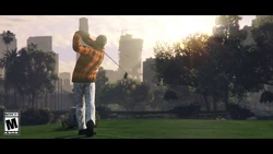 The  swinging a golf club at 