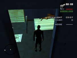 Stealing a baseball bat.